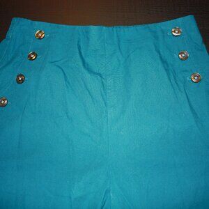 Women's High Waisted Button Detail Straight Leg Pants with Buttons